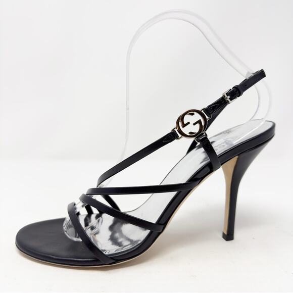 Gucci Strappy GG Sandals Leather Heels Size 39.5 - Picture 9 of 12